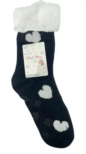 Marilyn Monroe Slipper Socks OSFM Black White Heart Grip Bottom 1 Pair NWT