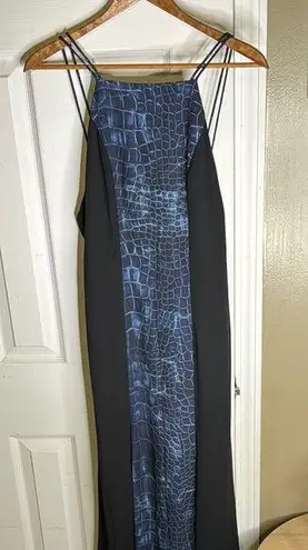 Fame and Partners Blue Slip Maxi Dress for Night Out