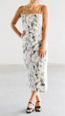 Anthropologie JUST Female Paperstrap Brush Stroke Prints Sz XS Dress Party Vacay Black