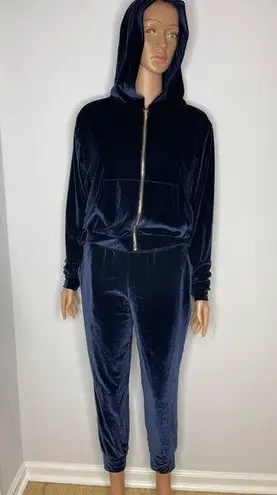 Fabletics  Donna Luxe Velour Track Suit Zip Up Hoodie/Joggers Navy Blue size S/M