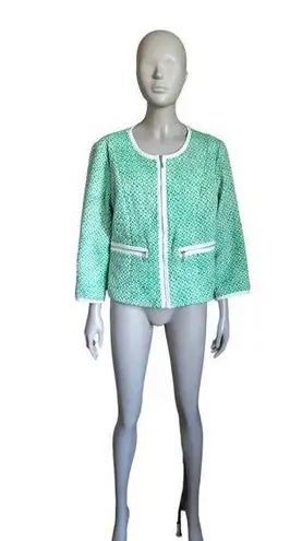CAbi  Green and White Patterned Jacket
