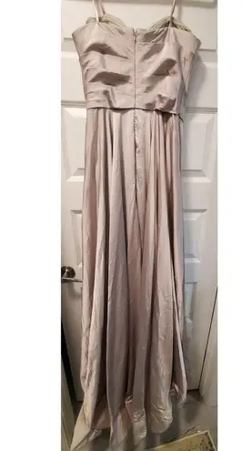 Woman's Femme Strapless Satin Ball Gown Silver.a20 Silver Size 10