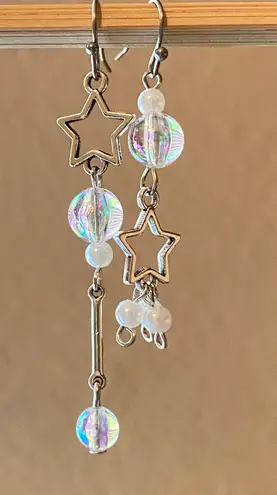 Handmade unique Kawaii vintage fairy y2k whimsical style star dangle earrings🌙👼💕⭐️