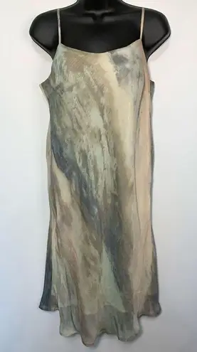 C Est. 1946 Marbled Lined Sleeveless Spaghetti Strap Slip Dress Gray Tan Small