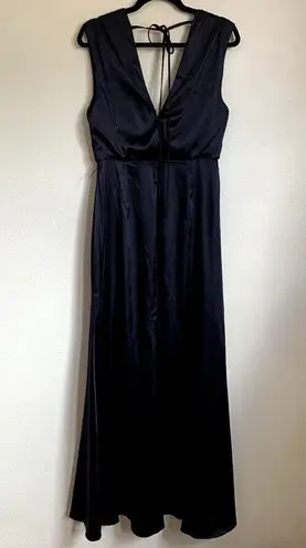 NWT Dessy Collection Charmeuse Cap Sleeve Gown Dress in Midnight Blue Size 8