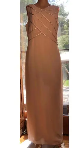 Patra Beige Mother Of Bride Dress Two Piece Long Sleeve Embellished Neckline12 Tan Size 12