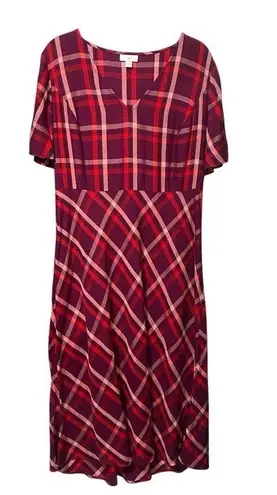 J Jill Burgundy Red Plaid V