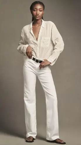 MOTHER The Kick It High Waist Straight Leg Jeans in Wash Fairest Of Them All White Size 26