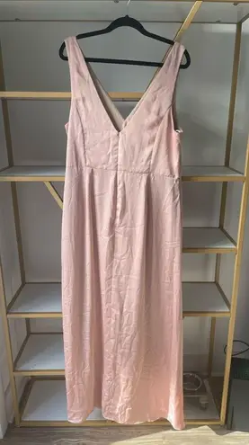 After Six Sleeveless Satin Faux Wrap Gown in Toasted Sugar, Size 18