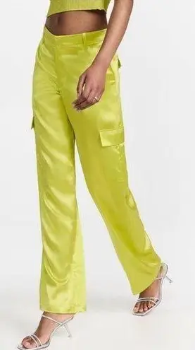 NEW SPRWMN Baggy Low Rise Silk Cargo Pants ELECTRIC CHARTREUSE Green sz XS