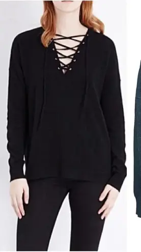The Kooples Black Wool Cashmere Blend Lace-Up Sweater Size 1 / Small