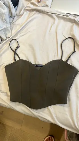 ZARA Bustier / Corset Crop Top Khaki