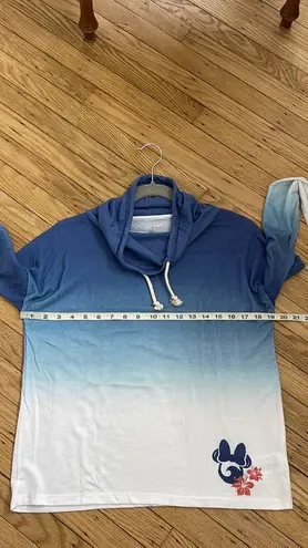Disney PARKS over blue & white cowl neck long sleeve top size small