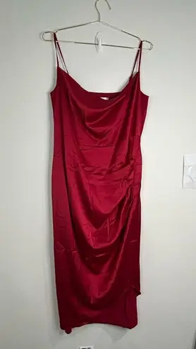 Unbranded Red Satin Cowl Neck Slip Dress