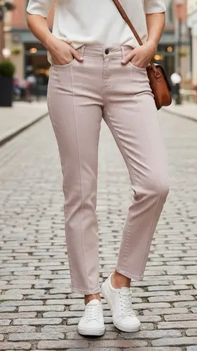 NYDJ Sheri Slim Ankle Cigarette Jeans Lift Tuck Technology Size 10 Pink/Blush