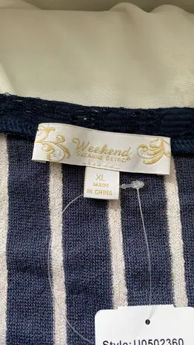 Suzanne Betro Weekend tunic blouse short lace sleeves stripes Size XLarge NWT