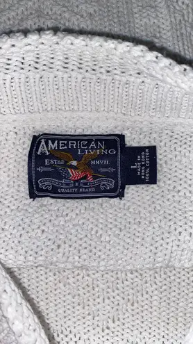 American Living sweater cable knit mock turtleneck long sleeve 100% cotton Sz LG