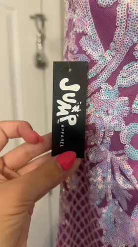 Jump Maxi Prom Dress in Purple w/ iridescent sequin