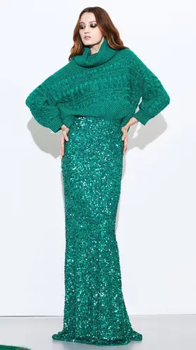 Alice + Olivia  Charity Sequin Gown Skirt long maxi emerald green Size 6 - Image 1