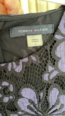 Tommy Hilfiger Purple And Black Floral Lace Dress