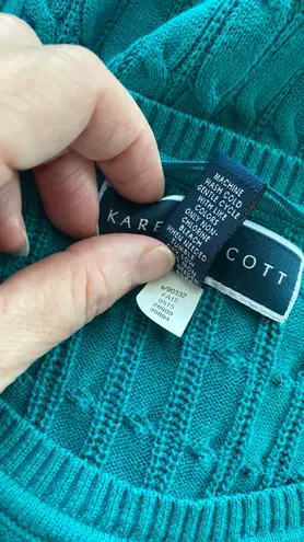 Karen Scott sweater 3/4 sleeves round neck cable knit look size large