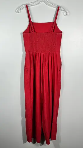 Old Navy Women’s Red Linen Blend Tank Top Wide Cropped Leg Romper Jumpsuit XS