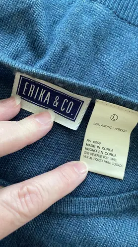 Erika & Co sweater cardigan button down front long sleeve crewneck size large