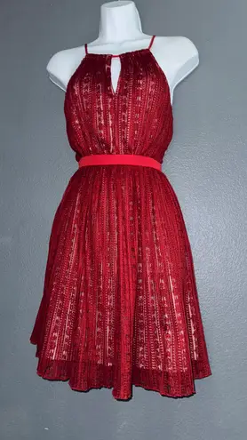 Francesca's New w Tags Francesca’s Red Spring Lace Keyhole Dress Womens XS