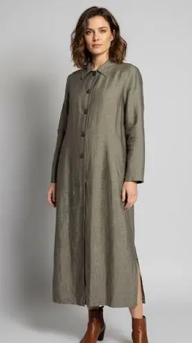 Parisian Signature Khaki Long Sleeve Collar Dress Green Size 6