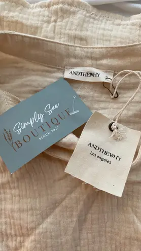 Andthewhy blouse peasant style long sleeve skirted 100% cotton size small NWT