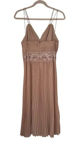 Reiss Emma pleat and lace nude midi dress size 2