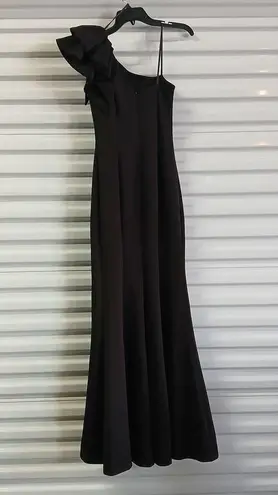 Betsy and Adam  One Shoulder Dress Women's 4 Black Scuba Crepe Formal Evening Gown