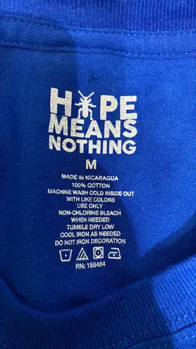 Hope Means Nothing - cut off Blue Radical Smiley T-Shirt - size Medium