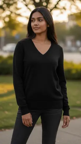 Katherine Barclay Extra Fine Marino Wool Sweater, Black Medium NWT