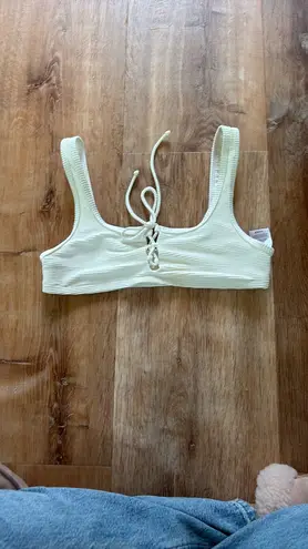 ONIA white erin ribbed bikini top - small