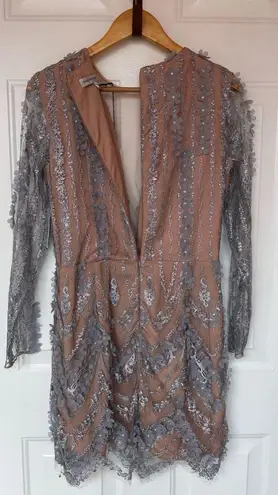 Dress the Population NWT Jamie Lace Sheath Dress Mineral Blue/Size L Party Dress