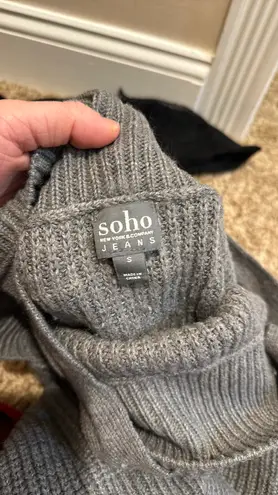 Soho Grey Oversized Off The Shoulder Sweater