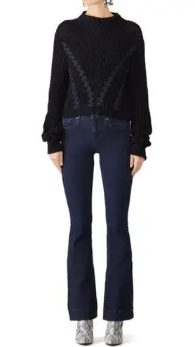 3.1 Phillip Lim Black Knit Long Sleeve Cropped Pullover Sweater Size Small $450