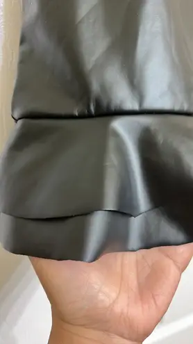 Just Quella Black Faux Leather Ruffle Hem Mini Skirt