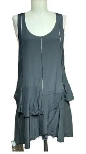 Thakoon Addition Black Sleeveless Tiered Ruffle Tunic Dress Top Size M Size M