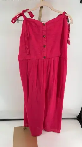 Mlle Gabrielle Jumpsuit Womens Size 3X Red V Neck Sleeveless Casual Button Front - Image 1