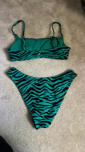 Xhilaration Green Zebra Stripe Bikini Set