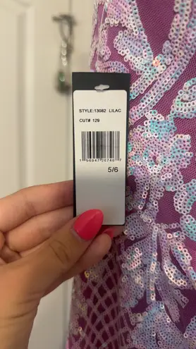 Jump Maxi Prom Dress in Purple w/ iridescent sequin