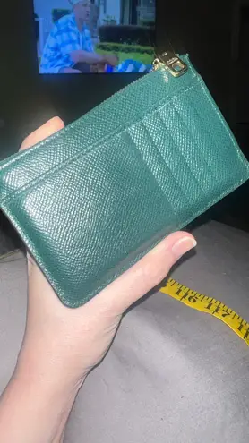 Dolce & Gabbana Green Leather & Crystal Logo Zippy Cardholder