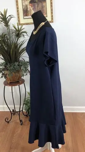 Olivia Matthews Dress Plus 3X Navy Blue Cap Sleeve Fairy Core Feminine Preppy