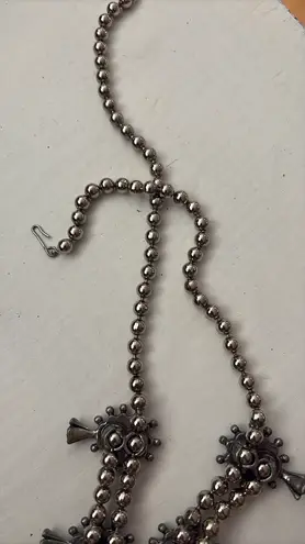 Vintage Southwestern/Navajo Style Silver & Turquoise Squash Blossom Necklace