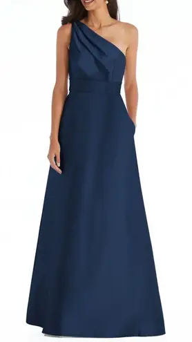 Alfred Sung Midnight Blue One-Shoulder A-Line Gown Size 20 Formal Bridesmaid