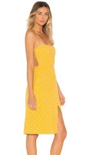 Majorelle NWT Yellow Daisy Lace Up Midi Dress - XXS