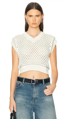 Guest In Residence Mesh Crop Vest in Cream Small New Womens Knit Tank Top
