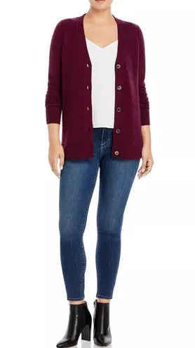 Bloomingdales C by Cashmere Grandfather Cardigan, Burgundy, Size XS NWT $198